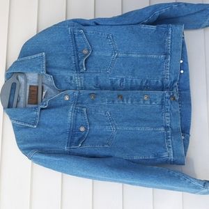 Vtg Express denim jean jacket mens trucker coat size small